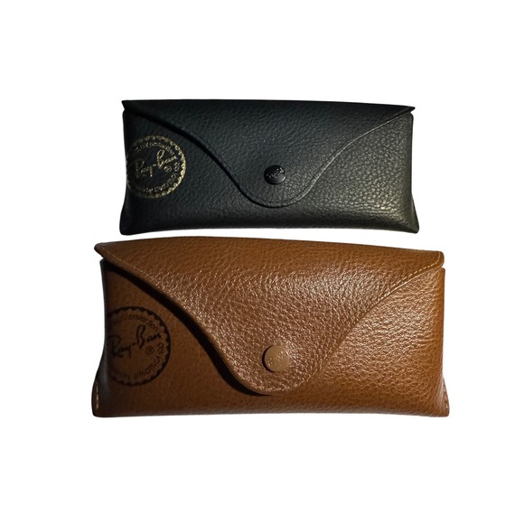 Ray-Ban Other - Ray-Ban Sunglass Case Bundle Black and Brown Faux Leather with Cleaning Cloth